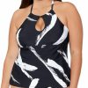 Swimwear * | New Raisins Curve Plus Size Zambezi Rosalie Tankini Swim Top G840125 Blacksand