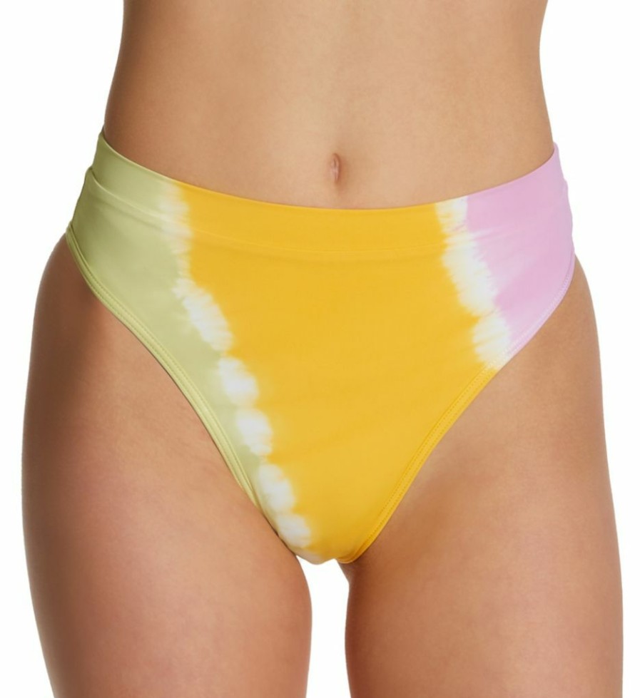 Swimwear * | Sales L Space Daisy Diamond Frenchi Hi Cut Leg Swim Bottom Htfrb20 Kiwi/Marigold/Mauve