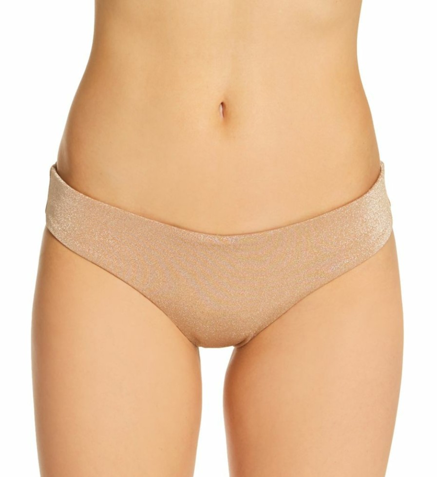 Swimwear * | New L Space Shimmer Sandy Classic Swim Bottom Shsnc21 Champagneshimmer