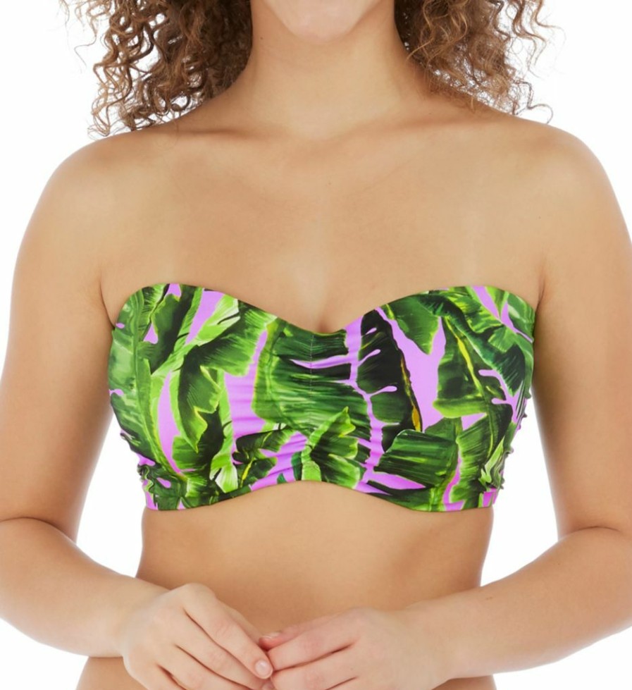 Freya * | Excellent Freya Jungle Oasis Underwire Padded Bandeau Swim Top As6841 Cassis