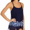 Swimwear * | Discount Coco Reef Tropical Sized Mesh Layer Tankini Swim Top U59035 Navycaptain