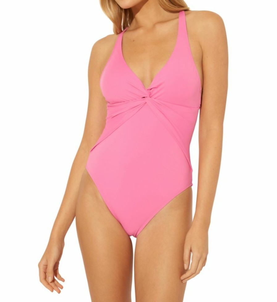 Swimwear * | Excellent Bleu Rod Beattie Beachy Keen Plunge X-Back Mio One Piece Swimsuit T20757 Beverlyhillspink