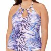 Swimwear * | Exclusive Raisins Curve Plus Size Take A Trip Rosalie Tankini Swim Top G840715 Shadow