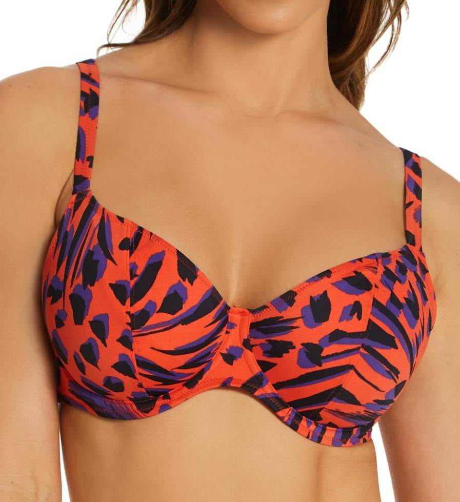 Freya * | Online Discount Freya Tiger Bay Underwire Plunge Bikini Swim Top As0702 Sunset