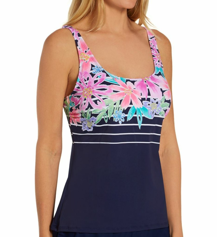 Swimwear * | Fashionable Beach House Between The Lines Julie Tankini Swim Top H55950 Admiral