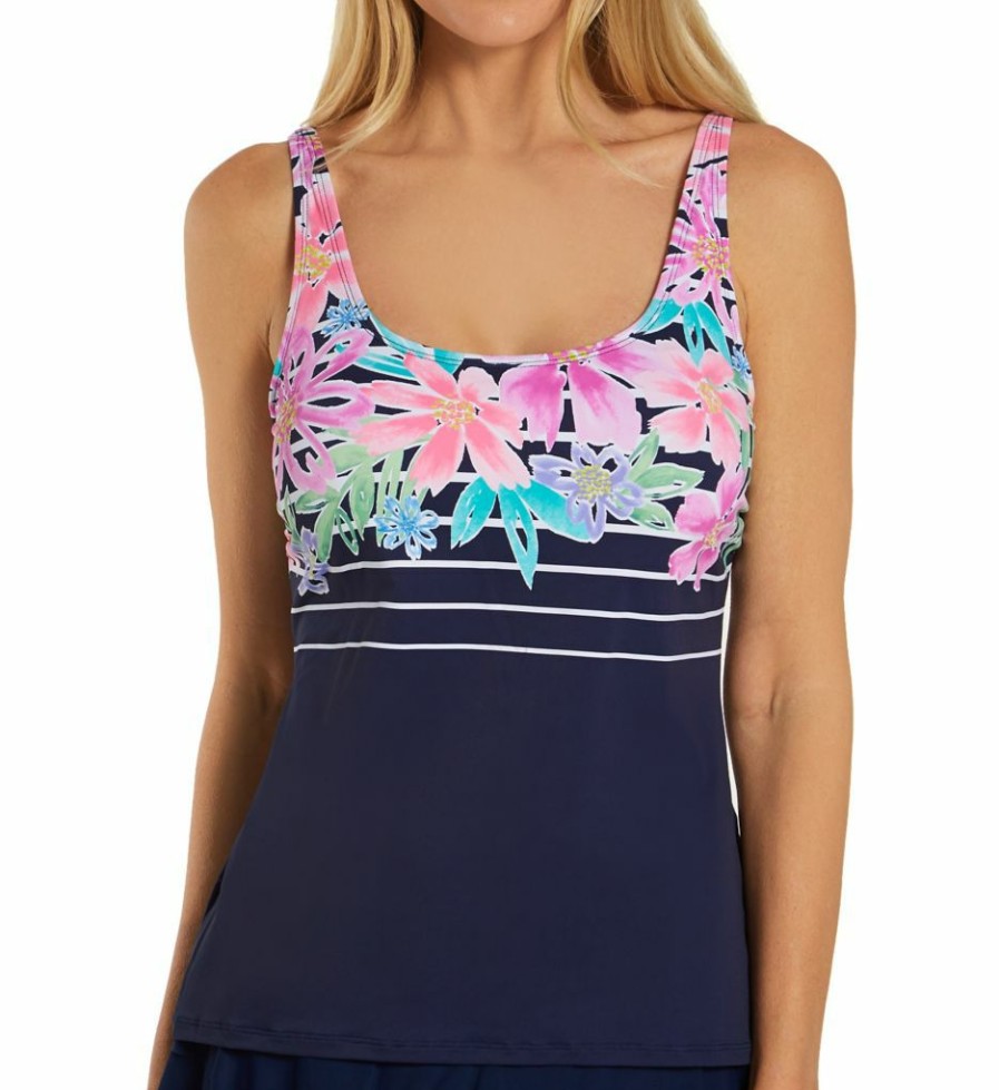 Swimwear * | Fashionable Beach House Between The Lines Julie Tankini Swim Top H55950 Admiral