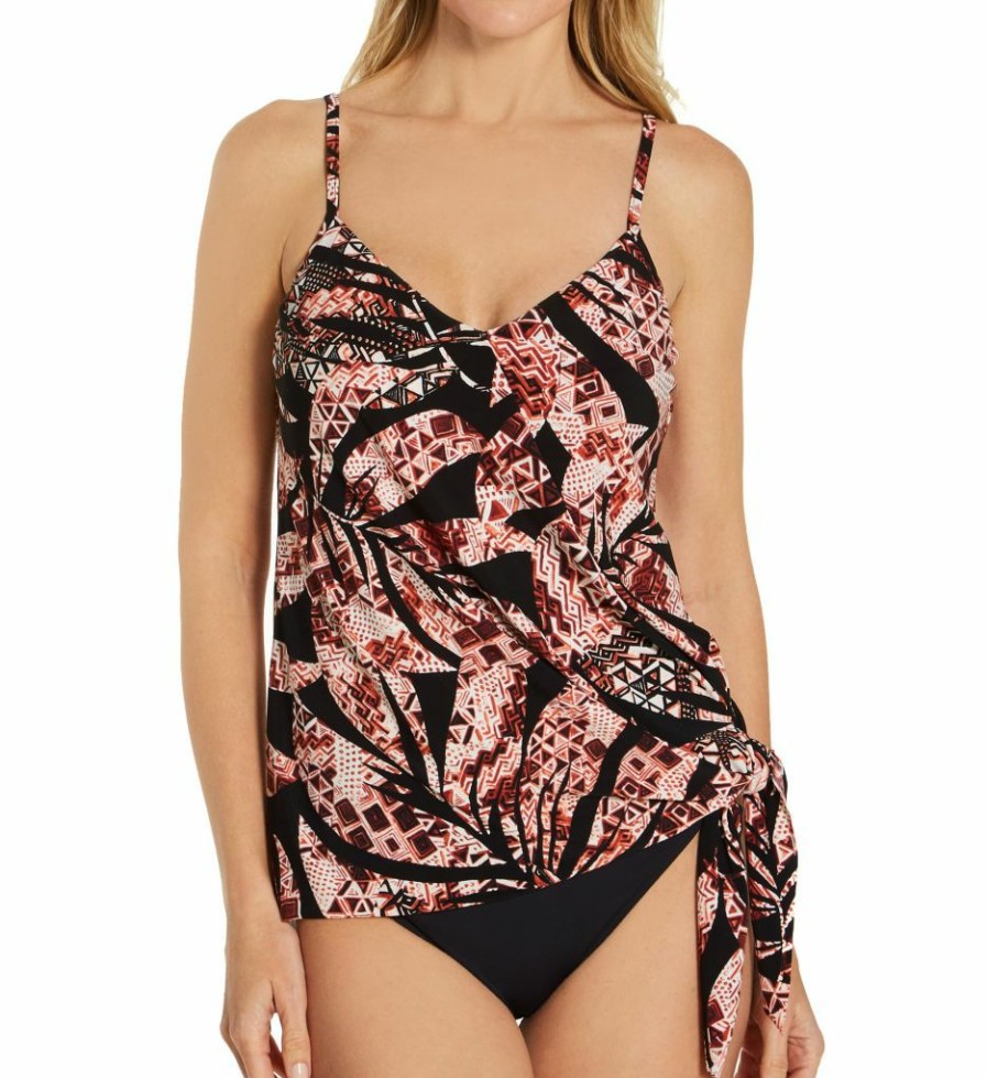 Swimwear * | Online Discount Magicsuit Urban Safari Alex Tankini Swim Top 6011340 Black/Multi