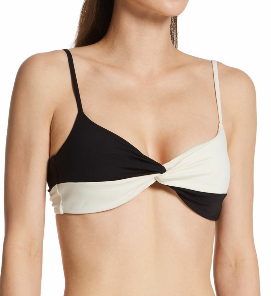 Swimwear * | Exclusive Design L Space Color Block Ringo Swim Top Cbrit21 Black/Cream