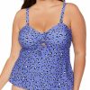 Swimwear * | Discount Raisins Curve Plus Size Caliente Zanzibar Tankini Swim Top G840645 Tropics