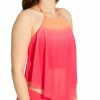 Swimwear * | Sales Coco Reef Sunset Fade Aura Mesh High Neck Tankini Swim Top U66219