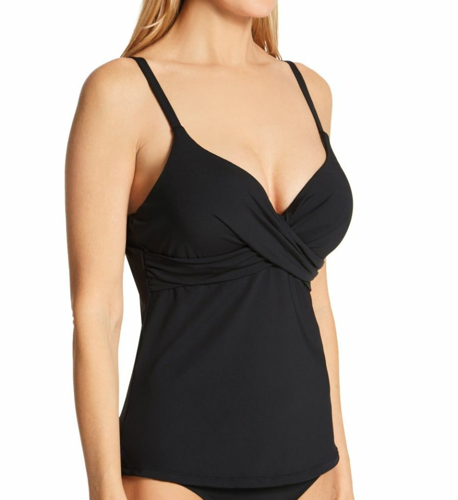 Swimwear * | Classical Leilani Solids Gemini Tankini Swim Top A720070 Black