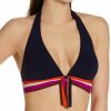 Swimwear * | Wholesale Robin Piccone Billie Front Tassel Halter Swim Top 215001 Navymulti