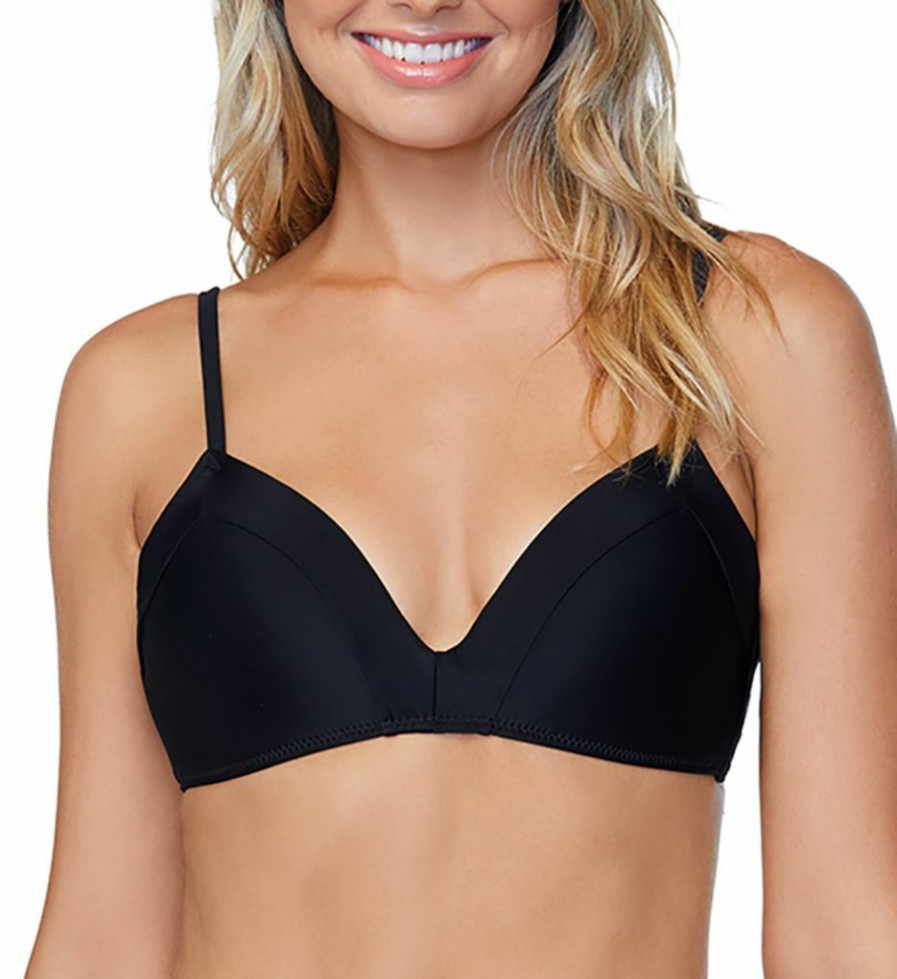 Raisins * | Fashionable Raisins Tavarua Solids Newport Bra Swim Top E710021 Black