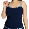 Swimwear * | Flash Sale Profile By Gottex Plus Size Snake Charm Tankini Swim Top S1W18A Navy