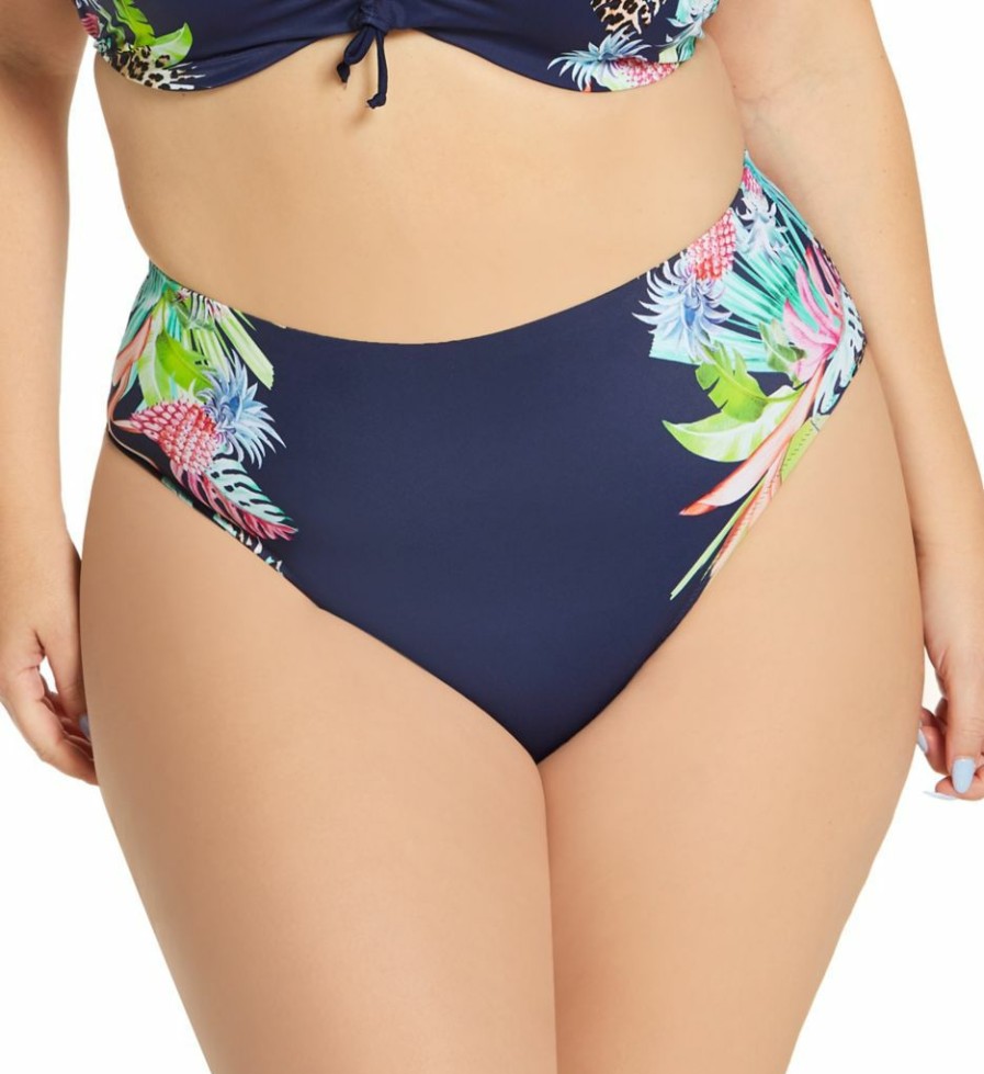 Swimwear * | Best Sale Elomi Pina Colada Mid Brief Swim Bottom Es7264 Midnight