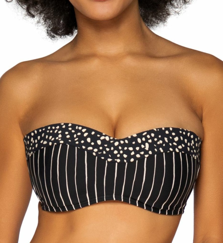 Swim Systems * | Online Discount Swim Systems Black Sand Bridget Bandeau Swim Top T525Bs Blacksand