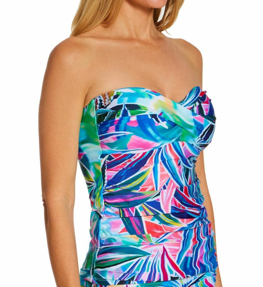 Swimwear * | Best Sale La Blanca Palm Opulence Twist Bandini Swim Top Lb1Jj85 Multi