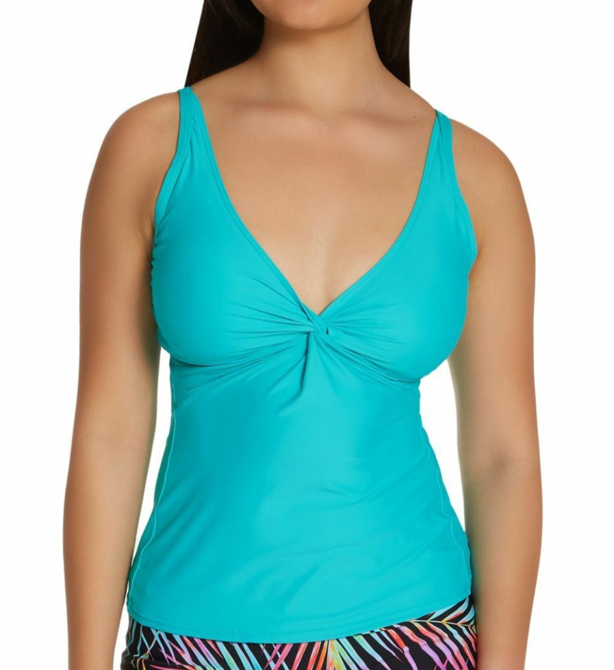 Sunsets * | Exclusive Design Sunsets Seaside Aqua Forever Tankini Swim Top 77Sa Seasideaqua