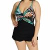 Swimwear * | Shop New Profile By Gottex Plus Size Tropico One Piece Swim Dress T2W01 Black