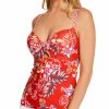 Swimwear * | Fashionable Pour Moi Horizon Underwire Lightly Padded Tankini Swim Top 18408 Red/White