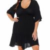 Swimwear * | Classical Raisins Curve Plus Size Cover Ups Tavarua Dress G840097 Black