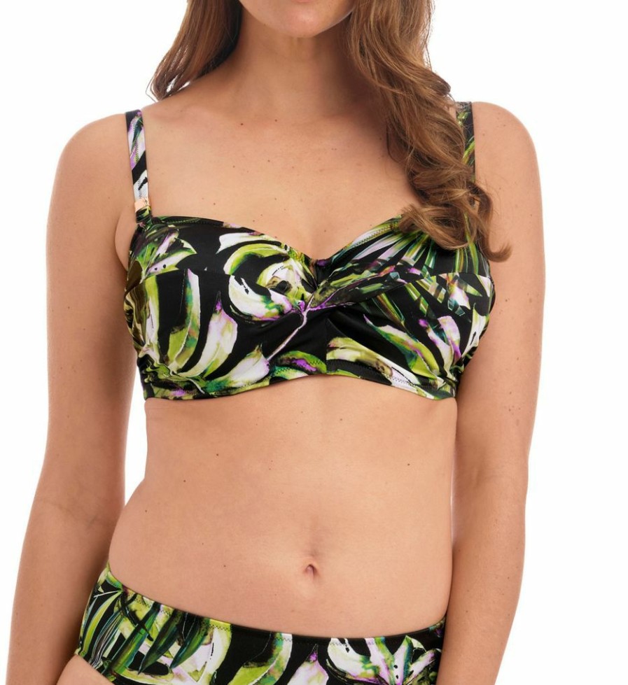 Fantasie * | Discount Fantasie Palm Valley Underwire Bandeau Bikini Swim Top Fs6762 Black