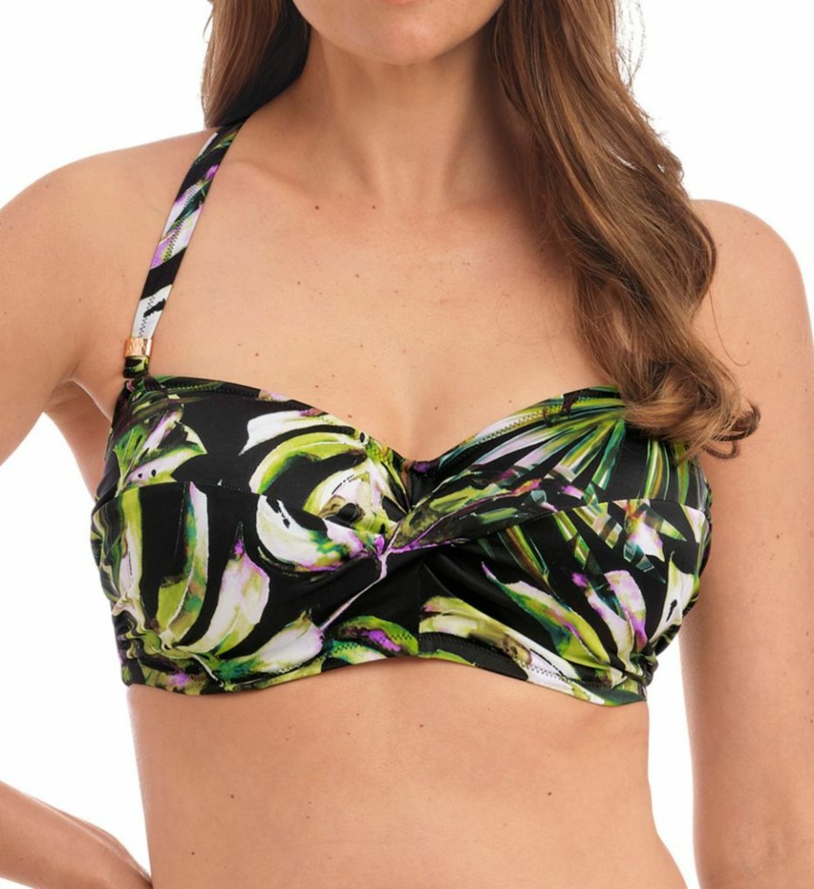 Fantasie * | Discount Fantasie Palm Valley Underwire Bandeau Bikini Swim Top Fs6762 Black