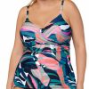 Swimwear * | Fashionable Raisins Curve Plus Size Crystal Cove Aries Tankini Swim Top E841140 Blackstone