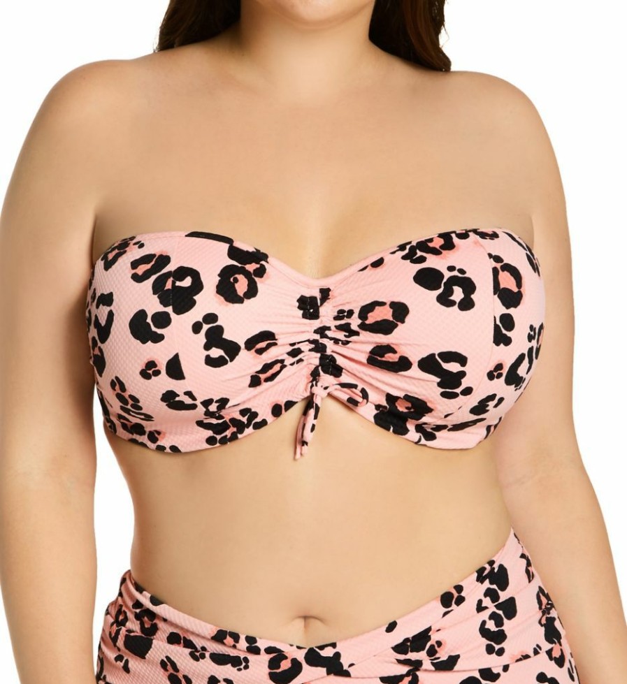 Swimwear * | Exclusive Design Elomi Kambuku Underwire Bandeau Bikini Swim Top Es0210 Pink