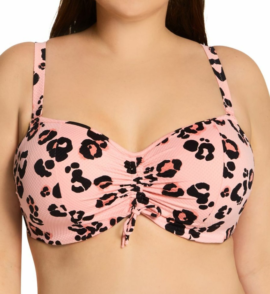 Swimwear * | Exclusive Design Elomi Kambuku Underwire Bandeau Bikini Swim Top Es0210 Pink