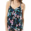 Swimwear * | Shop New Beach House Floral Fantasy Kerry Mesh Layer Tankini Swim Top H04893 Blackmulti