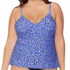 Swimwear * | Discount Raisins Curve Plus Size Caliente Aries Tankini Swim Top G840640 Tropics