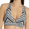 Swimwear * | Online Discount Becca Symphony Split Strap Halter Swim Top 423117 Black/White