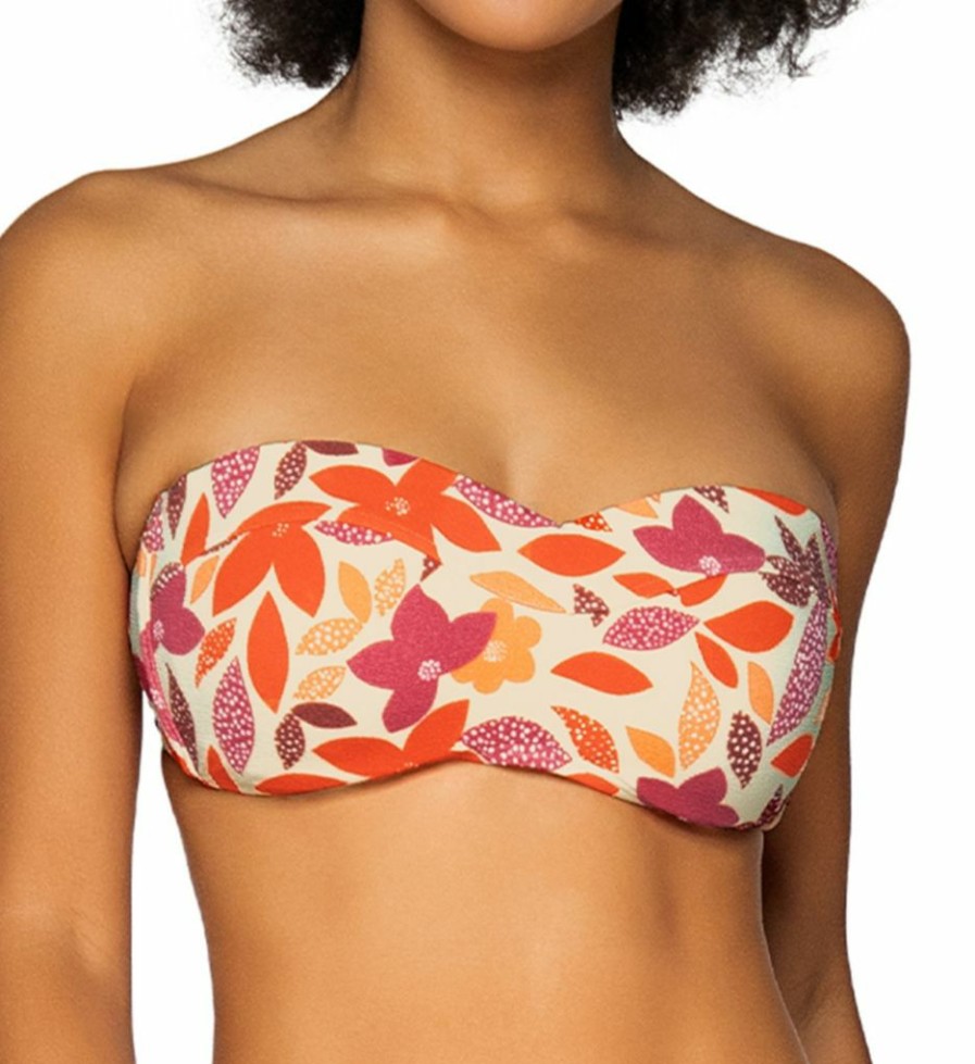 Swim Systems * | Exclusive Design Swim Systems Pressed Petals Bridget Bandeau Swim Top T525Pp Pressedpetals