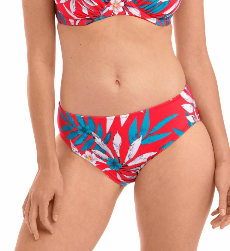 Fantasie * | Online Discount Fantasie Santos Beach Mid Rise Brief Swim Bottom Fs1172 Pomegranate