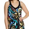 Swimwear * | Discount Coco Reef Retro Swirl V-Neck Bra Sized Tankini Swim Top U69382 Castawayblack