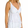 Swimwear * | 100% Guarantee Beach House Crochet Soleil Layla Ruffle Bow Tankini Swim Top H65936 White