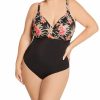 Swimwear * | Flash Sale Elomi Dark Tropics Non Wired Moulded One Piece Swimsuit Es0145 Black