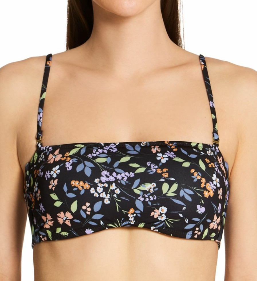 Swimwear * | Online Discount Sanctuary Native Daisy Reversible Bandeau Swim Top Nd21105 Black