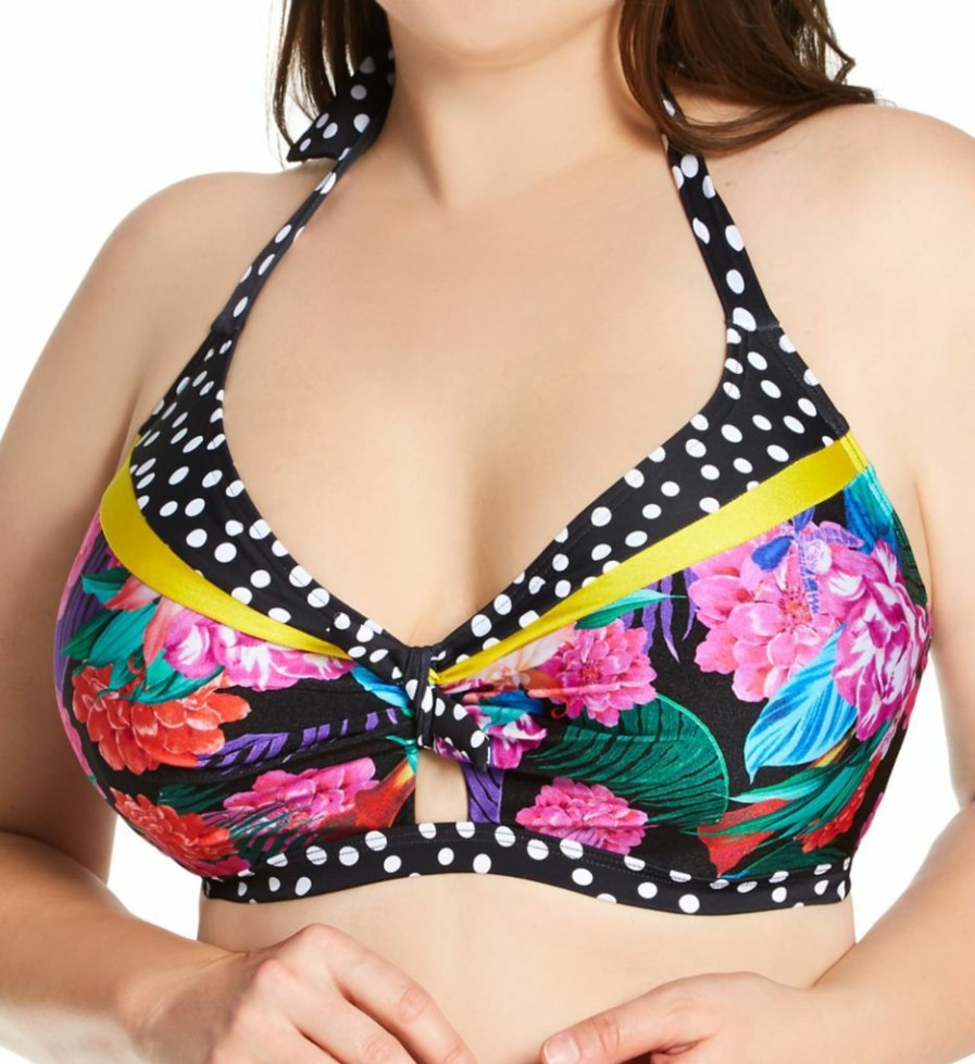 Swimwear * | Exclusive Design Pour Moi In The Mix Hidden Underwire Halter Tie Swim Top 20702 Multi