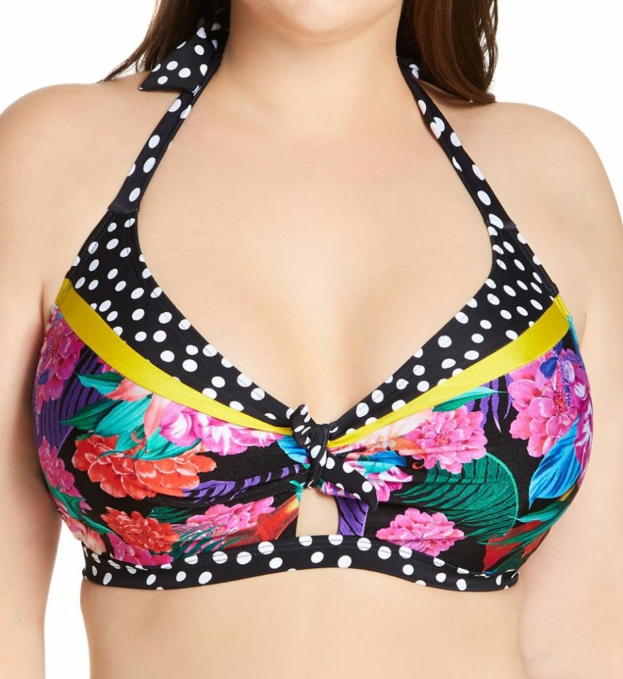 Swimwear * | Exclusive Design Pour Moi In The Mix Hidden Underwire Halter Tie Swim Top 20702 Multi