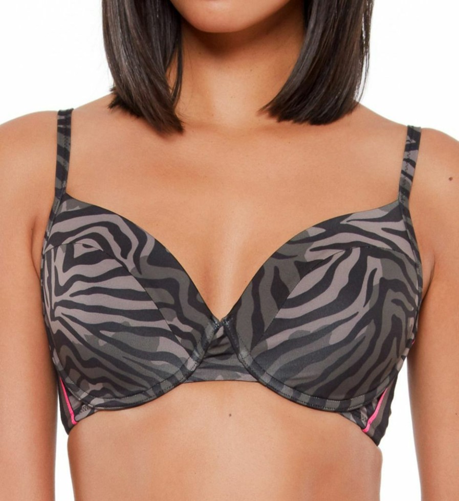 Swimwear * | Closeout Sale Sanctuary Here Kitty Kitty Underwire Swim Top Hk21303 Black