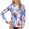 Raisins * | Wholesale Raisins Haleiwa Back Zip Rashguard Swim Top G711093 Whitehaven