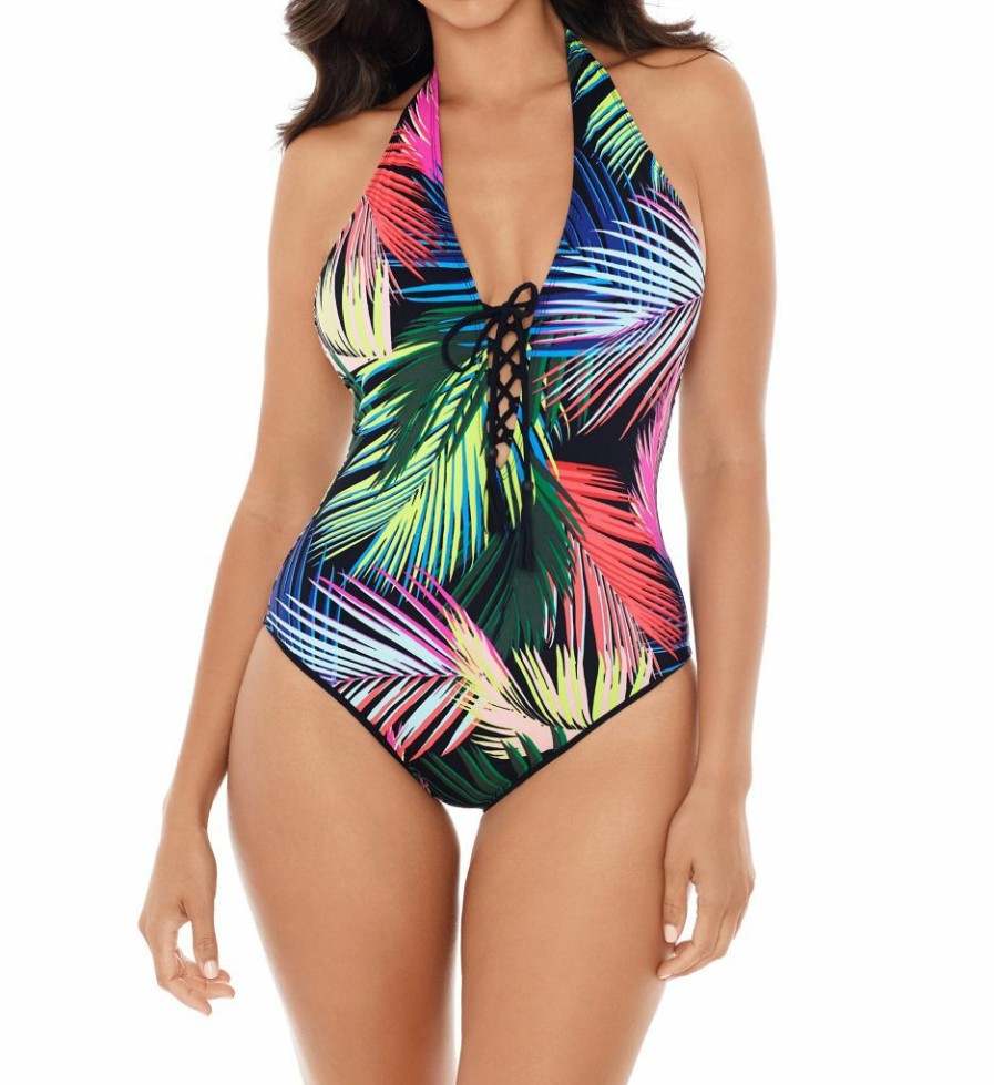 Swimwear *  Classical Skinny Dippers Bright Lights Sirene Halter One Piece  Swimsuit 6533338 Multi ⋆ Huntecheap