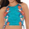 Swimwear * | Reliable Quality Skinny Dippers Bamboo Dubbly Bubbly Crop Swim Top 6533392 Tealness