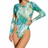 Swimwear * | Less Expensive Vince Camuto Lush Tropic Long Sleeve One Piece Swimsuit V93669 Multi