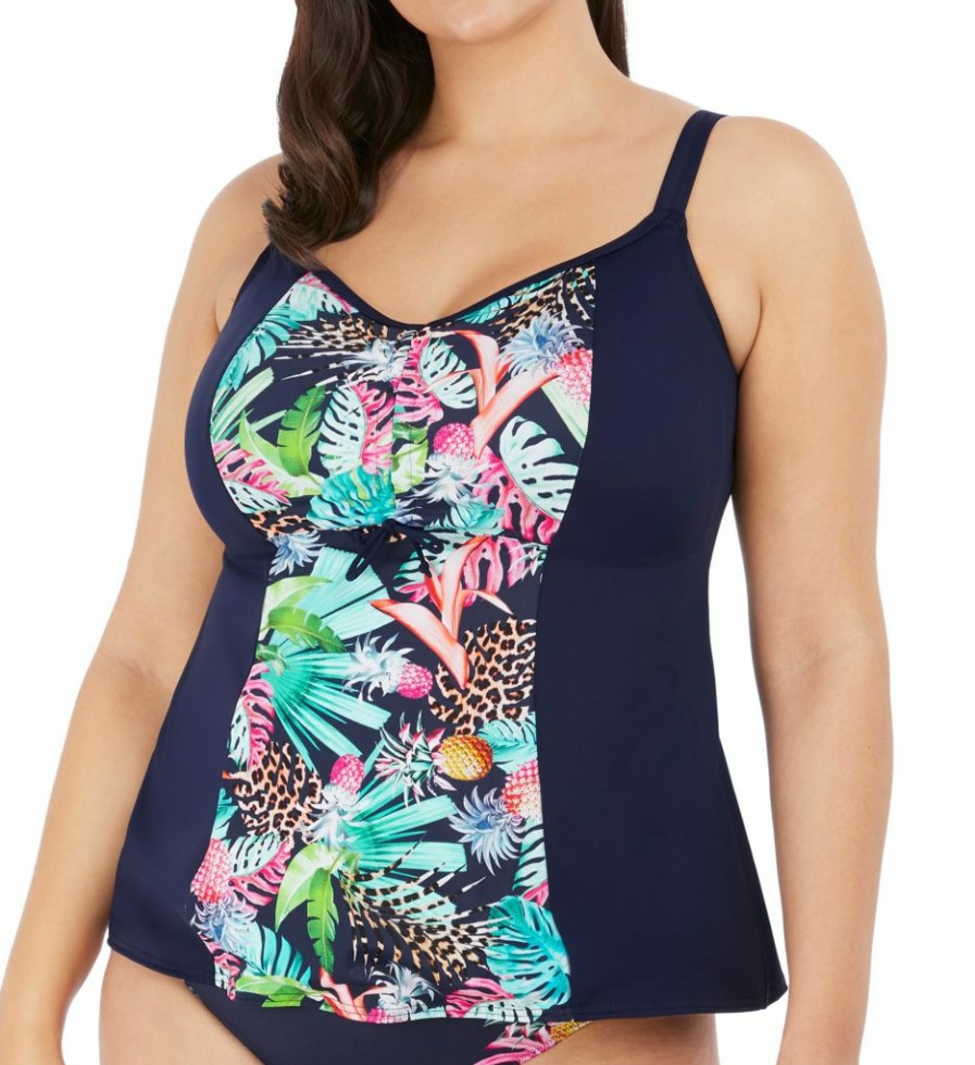 Swimwear * | Reliable Quality Elomi Pina Colada Tankini Swim Top Es7261 Midnight