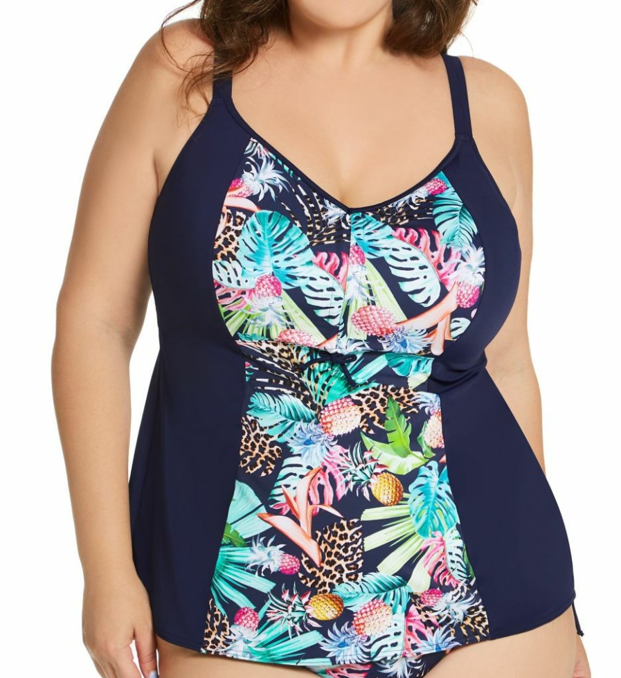 Swimwear * | Reliable Quality Elomi Pina Colada Tankini Swim Top Es7261 Midnight