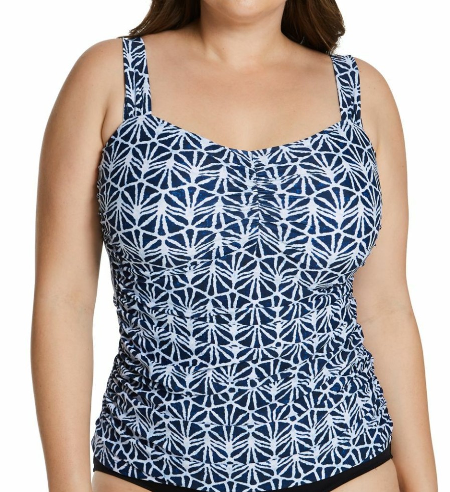 Swimwear * | Excellent Profile By Gottex Nomad Plus Size Tankini Swim Top N1W18 Seagreen