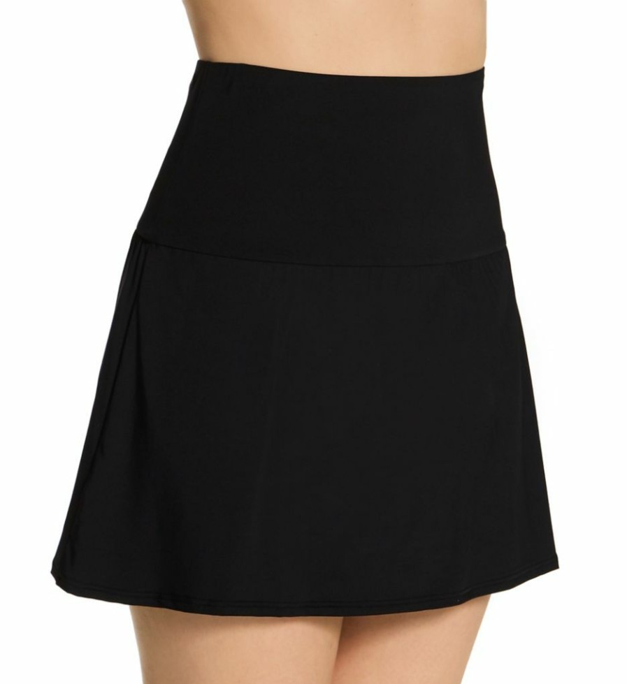 Swimwear * | Excellent Coco Reef Classic Solids Soar Ultra High Skort Swim Bottom U95396 Black